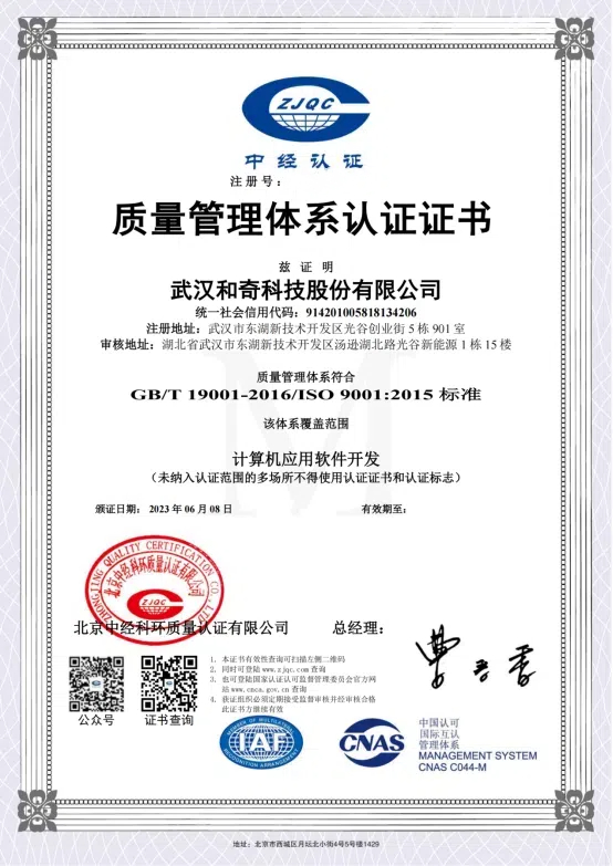 ISO9001质量管理体系认证证书